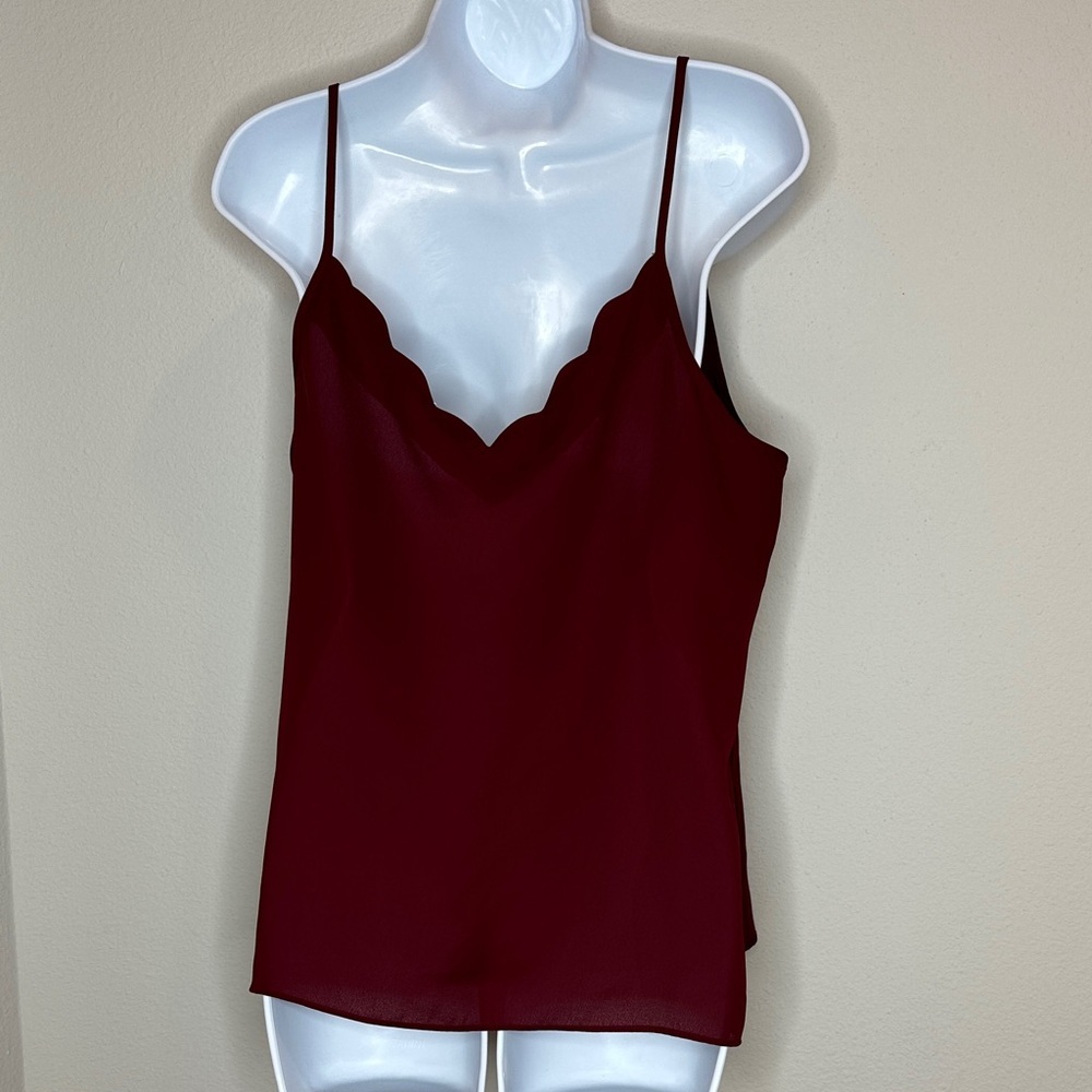 Express Burgundy Scallop-Trim Cami - Picture 3 of 3